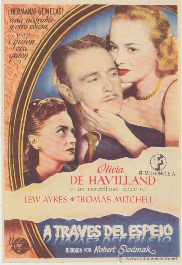  Foglietti di film di film antichi di cinema: A trav&eacute;s del espejo. Sencillo de Film&oacute;fono. Cine Mari - Le&oacute;n  1947.