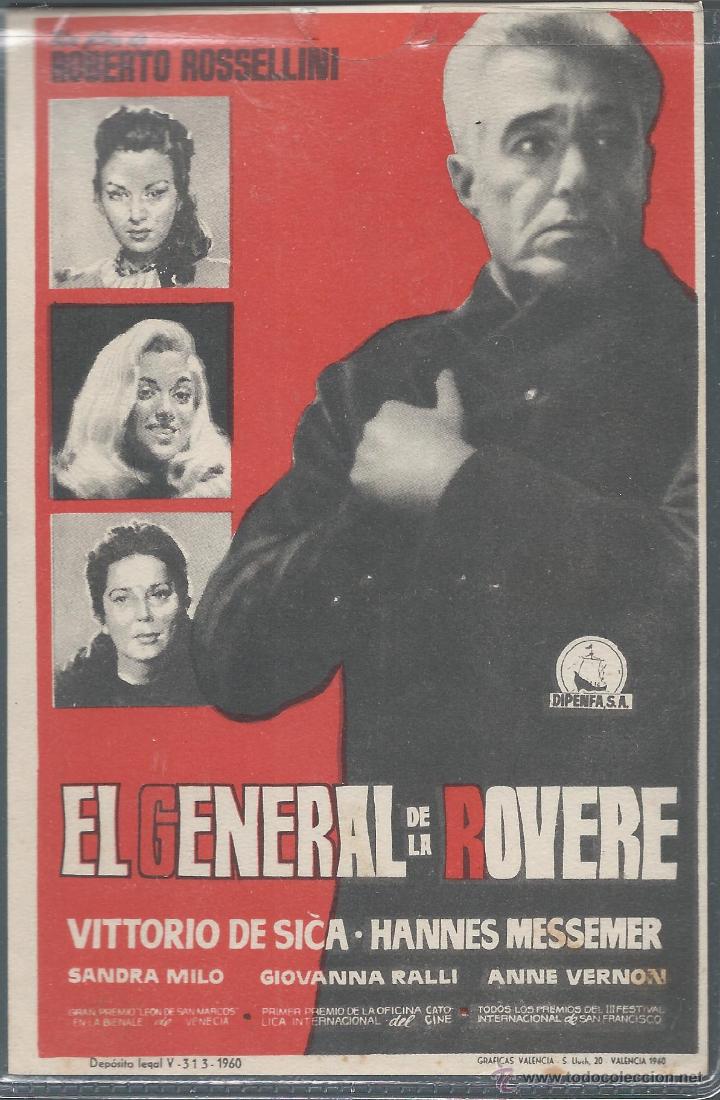 Cine: 7854- FOLLETO DE MANO DE CINE- EL GENERAL DE LA ROVERE