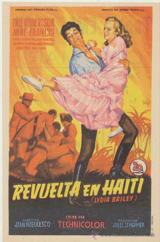 Cine: Revuelta en Haiti. Solig&oacute;. Sencillo de 20Th Century Fox. Teatro Emperador - Le&oacute;n  1953. &iexcl;IMPECABLE!