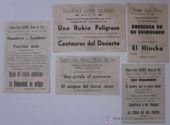 Cine: CINCO PROGRAMAS DE CINE DE TEATRO CINE ELISEO DE RODA DE TER - Foto 2