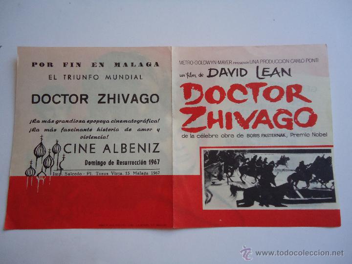 Cine: DOCTOR ZHIVAGO. OMAR SHARIF, JULIE CHRISTIE. DOBLE, PUBLICIDAD CINE &Aacute;LBENIZ.1967.ALB.