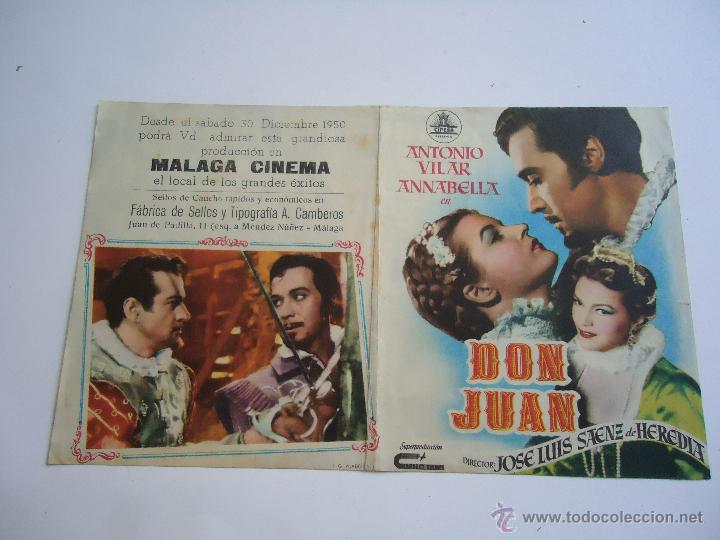 Cine: DON JUAN. ANTONIO VILAR. ANNABELLA. MANOLO MORAN, C/P, M&Aacute;LAGA CINEMA.1950.