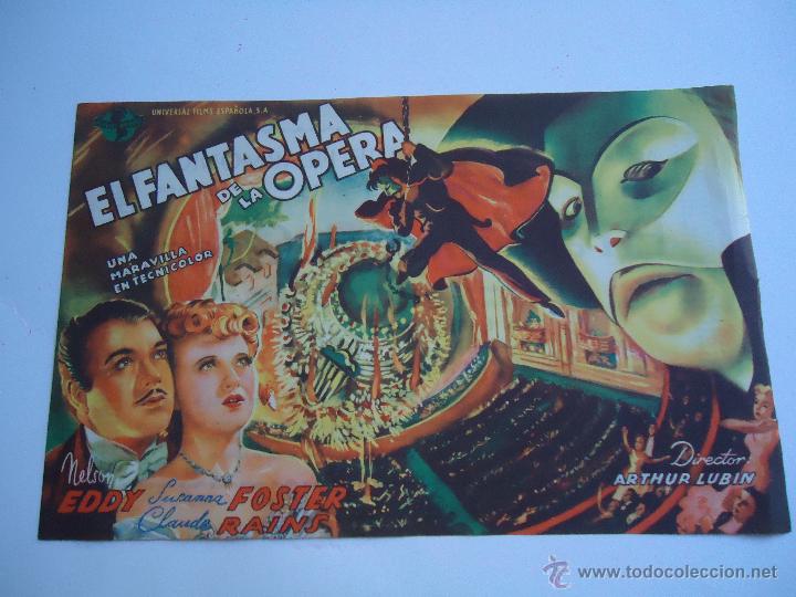 Cine: EL FANTASMA DE LA OPERA. NELSON EDDY, CLAUDE RAINS. TAMAÑO GRANDE,21X14.C/P.CINE FILARMÓNICA. ALB - Foto 1 - 54247104