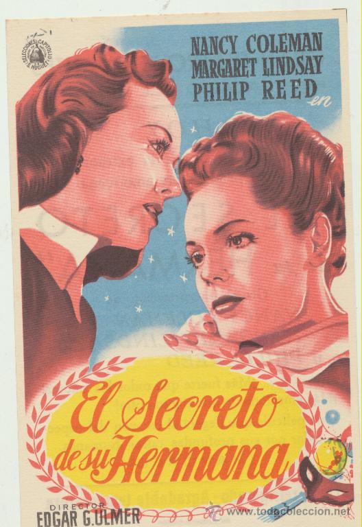  Foglietti di film di film antichi di cinema: El Secreto de su Hermana. Sencillo de Capitolio. Gran Teatro Cervantes - M&aacute;laga.