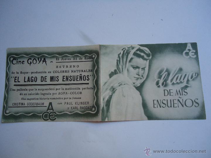  Foglietti di film di film antichi di cinema: EL LAGO DE MIS SUE&Ntilde;OS. CON PUBLICIDAD CINE GOYA. CRISTINA SODERBAUM. ES DOBLE. ALBUM