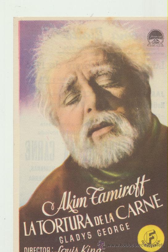 Cine: La tortura de la carne. Sencillo de Film&oacute;fono. cinema Rialto . Castell&oacute;n  1946.