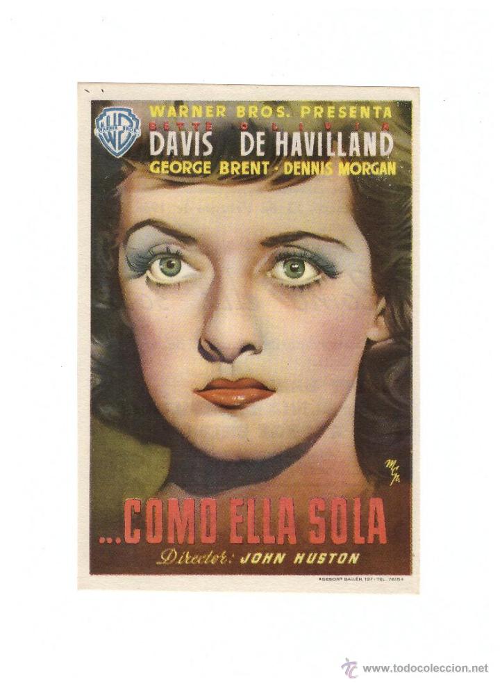  Foglietti di film di film antichi di cinema: ...Como ella sola. Sencillo de WB.  Cine Mari - Le&oacute;n  1948.