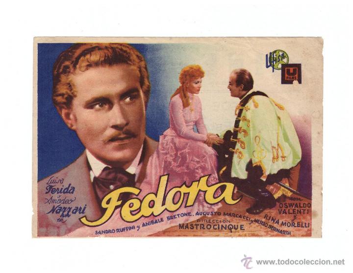  Foglietti di film di film antichi di cinema: Fedora. Sencillo de U Films.  Cine Goya .