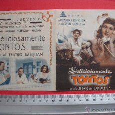 Cine: FOLLETO DE MANO - DELICIOSAMENTE TONTOS - 1943. Lote 52315905