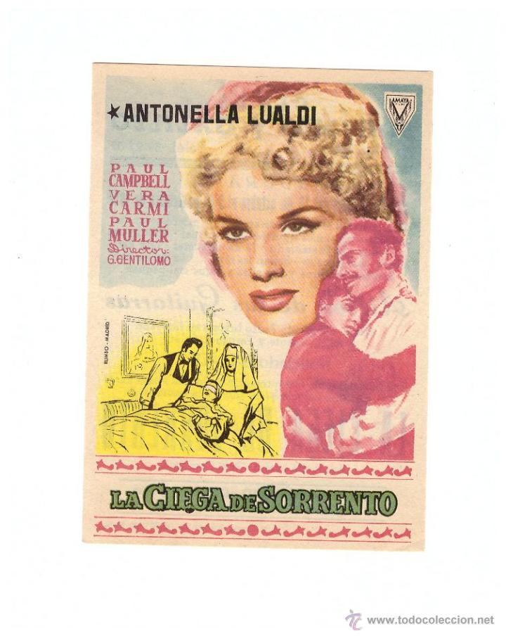 Kino: La ciega de Sorrento. Sencillo de Amaya Films.  Cines Bohemio y Galileo  1957.