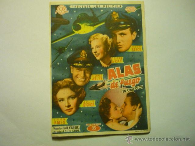 Cine: PROGRAMA ALA DE FUEGO.-ROBERT STACK-PUBLICIDAD TEATRO BARTRINA -REUS - Foto 1