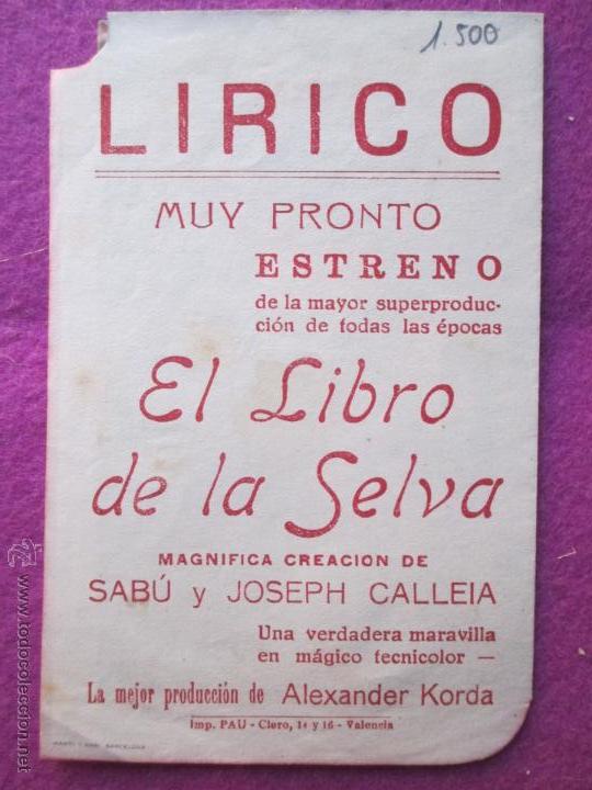 Cine: FOLLETO DE MANO, EL LIBRO DE LA SELVA, DOBLE, PM74 - Foto 2