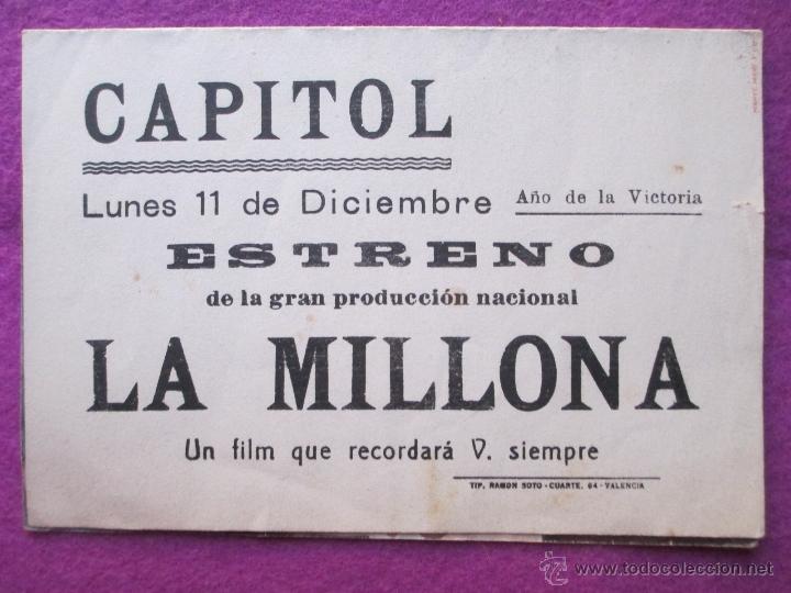 Cine: FOLLETO DE MANO, LA MILLONA , DOBLE, PM76 - Foto 2
