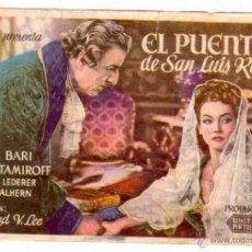 Cine: EL PUENTE DE SAN LUÍS REY. LYNN BARI, AKIM TAMIROFF. ROWLAND V. LEE. CINE VICTORIA, 1946. Lote 52955070