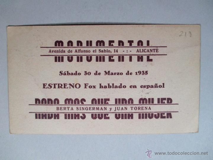 Cine: PROGRAMA DE CINE , TARJETA , FOX - NADA M&Aacute;S QUE UNA MUJER - BERTA SINGERMAN , JUAN TORENA - Foto 2