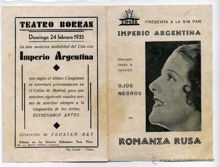 Cine: ROMANZA RUSA, con Imperio Argentina. - Foto 1