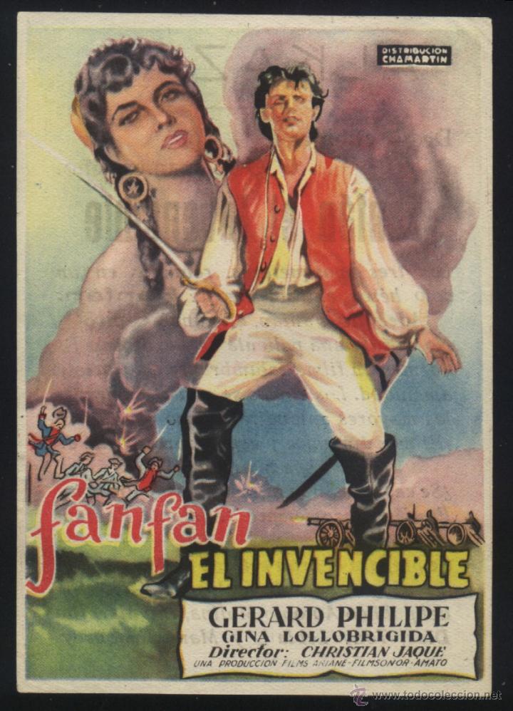  Flyers Publicitaires de films Anciens: Q-05843- FAFAN, EL INVENCIBLE (Fanfan la Tulipe) (CINE ALKAZAR) G&eacute;rard Philipe - Gina Lollobrigida