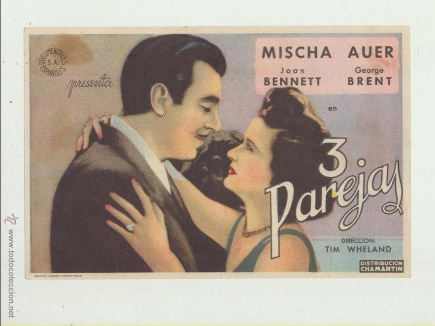 Cine: 3 Parejas. Sencillo de Chamart&iacute;n. Teatro Chap&iacute;  1944. - Foto 1