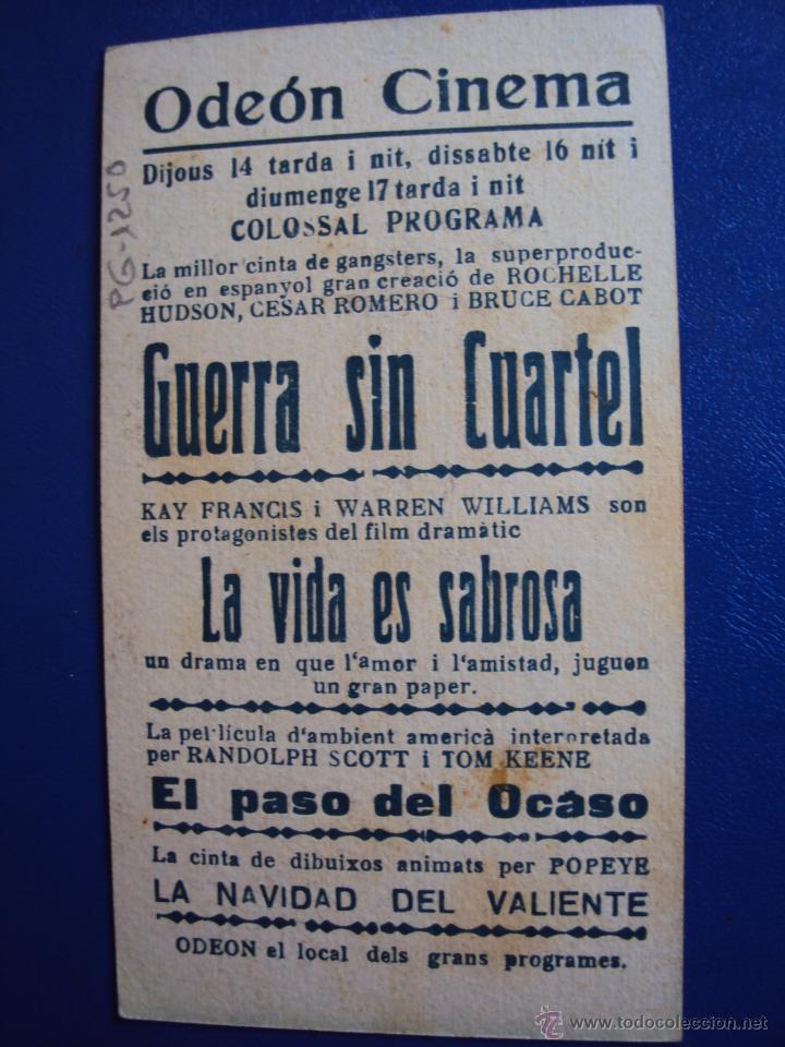 Cine: (PG-1250)PROGRAMA DE CINE,GUERRA SIN CUARTEL,CINEMA ODEON - Foto 2