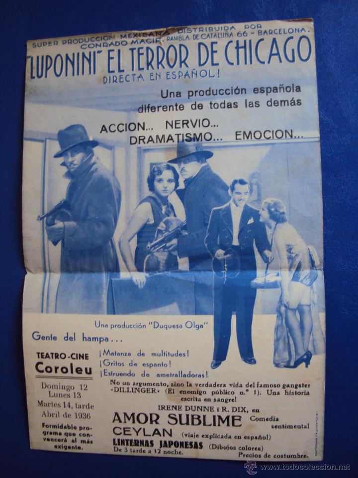 Cine: (PG-1228)PROGRAMA DE CINE,LUPONINI EL TERROR DE CHICAGO,DOBLE - Foto 2