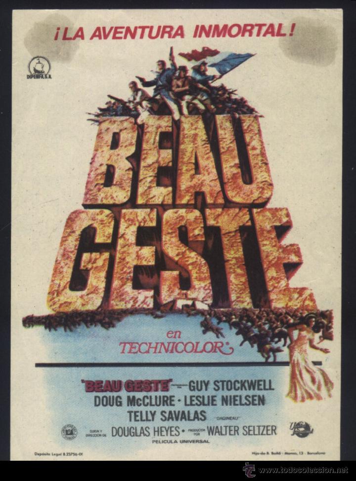  Flyers Publicitaires de films Anciens: Q-02436- BEAU GESTE (Guy Stockwell - Doug McClure - Leslie Nielsen - Telly Savalas - David Mauro)
