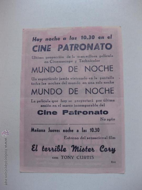 Cine: PROGRAMA DE CINE. MUNDO DE NOCHE. FILMAX 1963. - Foto 2