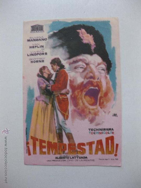 Cine: PROGRAMA DE CINE. &iexcl; TEMPESTAD !. SILVANA MANGANO, VAN HEFLIN....MERCURIO FILMS - Foto 1