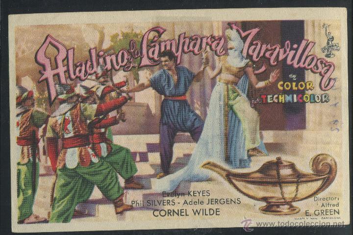  Flyers Publicitaires de films Anciens: ALADINO Y LA LAMPARA MARAVILLOSA - PROGRAMA SENCILLO DE COLUMBIA CON PUBLICIDAD AL DORSO