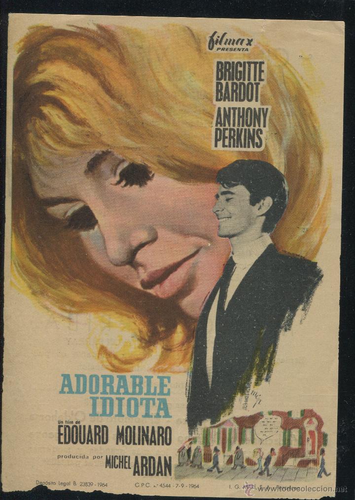 Cine: PROGRAMA Adorable idiota - Brigitte Bardot, Anthony Perkins - Con publicidad - Foto 1