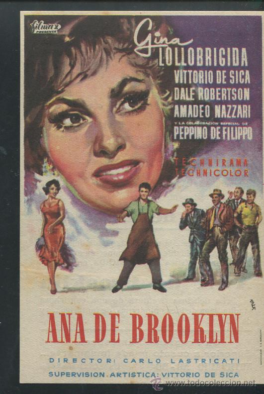  Flyers Publicitaires de films Anciens: PROGRAMA ana de brooklyn - gina lollobrigida, vittorio de sica, dale robertson, CON PUBLICIDAD