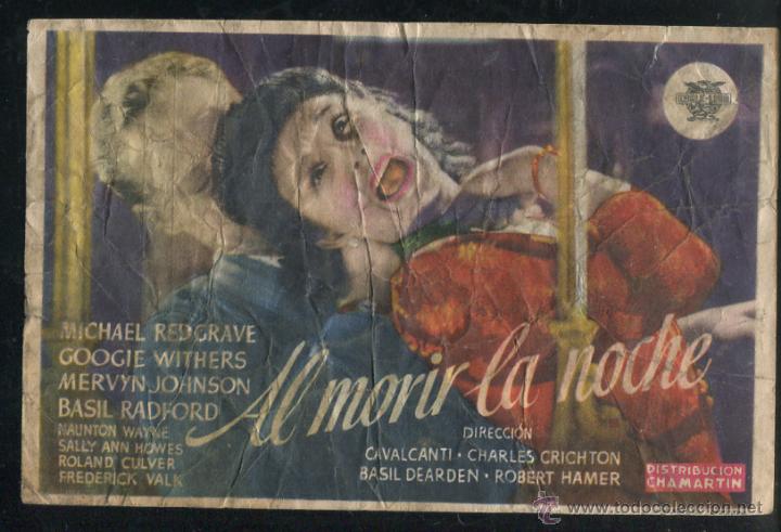 Cine: PROGRAMA AL MORIR LA NOCHE MICHAEL REDGRAVE - GOOGIE WITHERS CON PUBLICIDAD - Foto 1