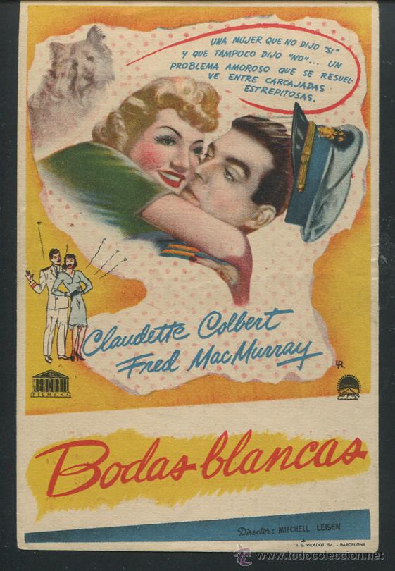 Cine: PROGRAMA Bodas blancas cClaudette Colbert Fred MacMurray Mitchell Leisen CON PUBLICIDAD - Foto 1