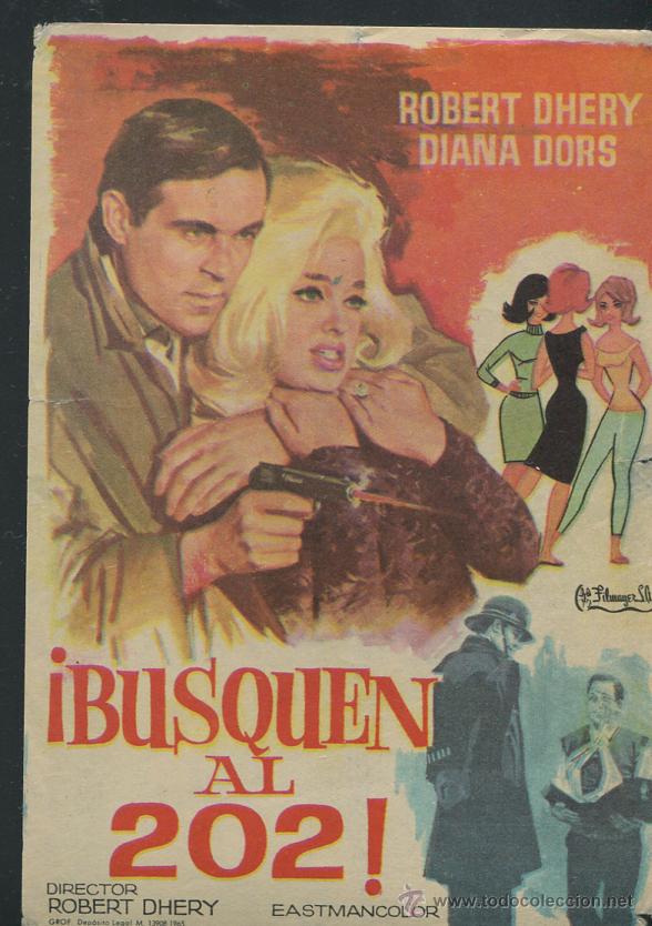  Flyers Publicitaires de films Anciens: PROGRAMA BUSQUEN AL 202!-ROBERT CHERY-DIANA DORS-FILMAYER