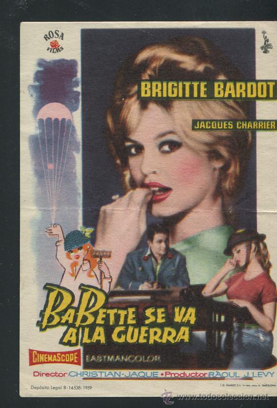 Cine: PROGRAMA Babette se va a la Guerra - Brigitte Bardot, Jacques Charrier - Foto 1