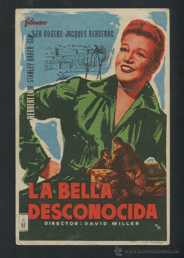 Cine: PROGRAMA LA BELLA DESCONOCIDA GINGER ROGERS Herbert Lom, Stanley Baker - Con publicidad - Foto 1