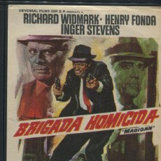 Cine: BRIGADA HOMICIDA 1968 (PROGRAMA DE MANO ORIGINAL) RICHARD WIDMARK - HENRY FONDA -INGER STEVENS. Lote 53380935