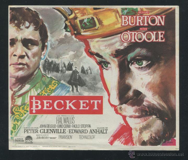 Cine: PROGRAMA DE CINE DE MANO ORIGINAL. BECKET. RICHARD BURTON- PETER O&acute;TOOLE