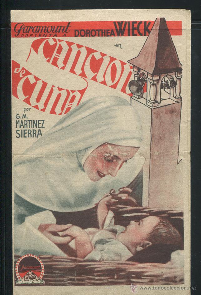 Folhetos de m&atilde;o de filmes antigos de cinema: CANCION DE CUNA - PROGRAMA DE MANO DOBLE - A&Ntilde;O 1933 CON PUBLICIDAD