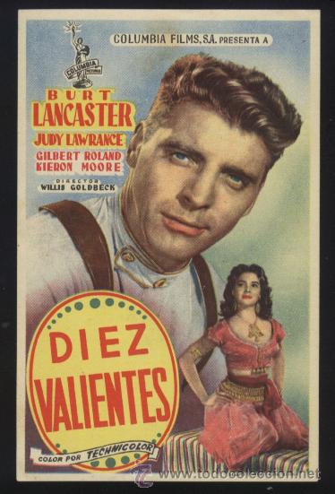  Flyers Publicitaires de films Anciens: Q-05935- DIEZ VALIENTES (Ten Tall Men) Burt Lancaster - Jody Lawrance - Gilbert Roland
