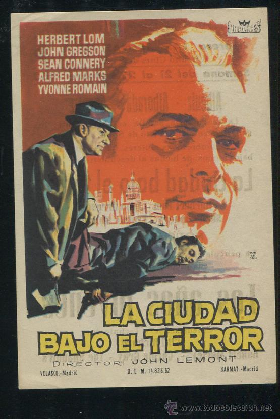 Cine: PROGRAMA LA CIUDAD BAJO EL TERROR (Herbert Lom - John Gregson - Sean Connery - Alfred Marks) - Foto 1