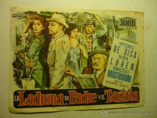 Cine: PROGRAMA LA LADRONA SU PADRE Y EL TAXISTA.-SOFIA LOREN-PUBLICIDAD