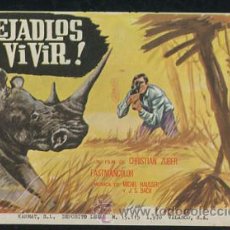 Cine: PROGRAMA ¡ DEJADLOS VIVIR ! - 1970, UN FILM DE CHRISTIAN ZUBER, MERCURIO FILMS S.A.. Lote 53481997