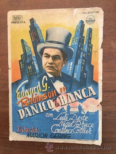 Kino: PROGRAMA DE MANO P&Aacute;NICO EN LA BANCA