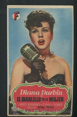 Cine: PROGRAMA EL DIABLILLO YA ES MUJER. DIANA DURBIN CON PUBLICIDAD - Foto 1
