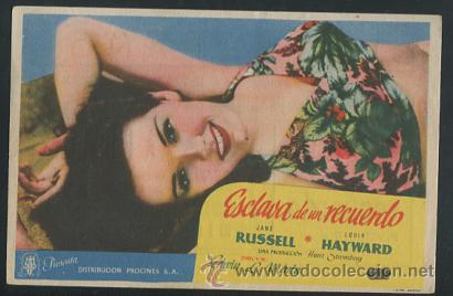 Cine: PROGRAMA ESCLAVA DE UN RECUERDO. JANE RUSSELL, LOUIS HAYWARD. EDWIN L. MARIN. CON PUBLICIDAD
