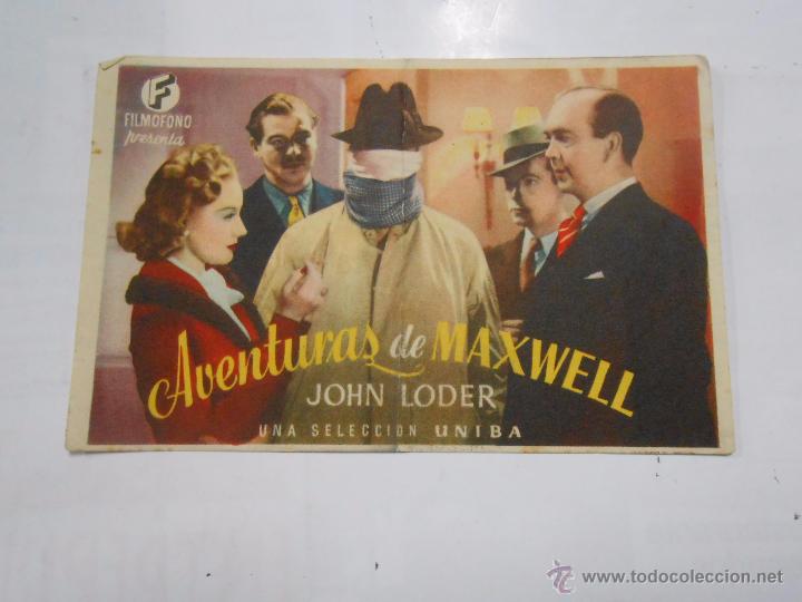 Cine: PROGRAMA FOLLETO MANO DE CINE AVENTURAS DE MAXWELL. JOHN LODER. TDKP6 - Foto 1