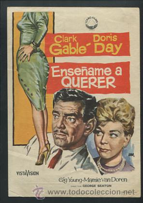 Cine: ENSE&Ntilde;AME A QUERER, PROGRAMA DE MANO  CLARK GABLE Y DORIS DAY CON PUBLICIDAD - Foto 1