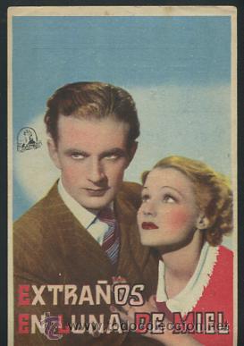 Cine: PROGRAMA Extra&ntilde;os en luna de miel - hugh sinclair Constance Cummings CON PUBLICIDAD - Foto 1
