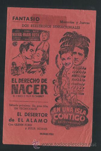 Cine: PROGRAMA EN UNA ISLA CONTIGO - EL DERECHO DE NACER CON PUBLICIDAD - Foto 1