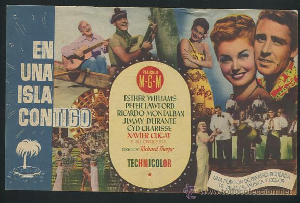 Cine: EN UNA ISLA CONTIGO, PROGRAMA DOBLE, ESTHER WILLIAMS, 1953, CON PUBLICIDAD - Foto 1